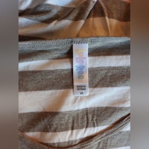 Lularoe gray/white striped classic tee - Picture 2 of 4